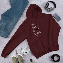 Load image into Gallery viewer, Eat. Sleep. React. Repeat Hoodie